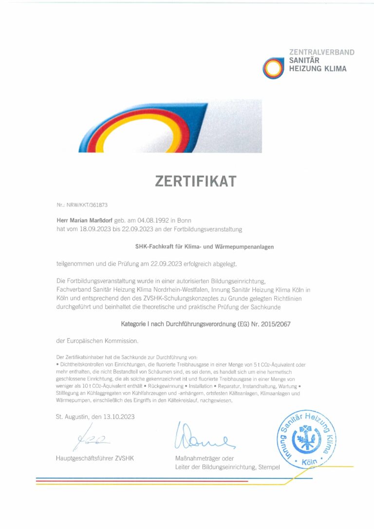 Zertifikat_Marßdorf-SHK-Fachkraft-Klima-und-Waermepumpenanlagen
